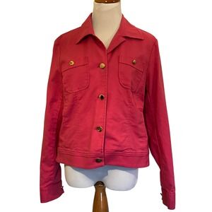 Rafaella Pink Crop Jacket Button Front Long Sleeve Career Casual -‎ Size 12